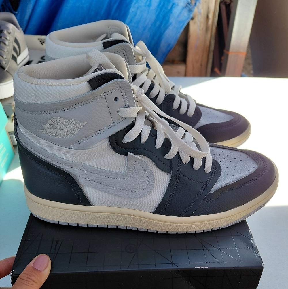 Women's Air Jordan 1 High Top Sneakers - White & Dark Gray
